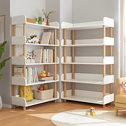 OSCHF 5-Tier Wooden Open Bookcase, Warm White - color: Warm White, size: 5-tier