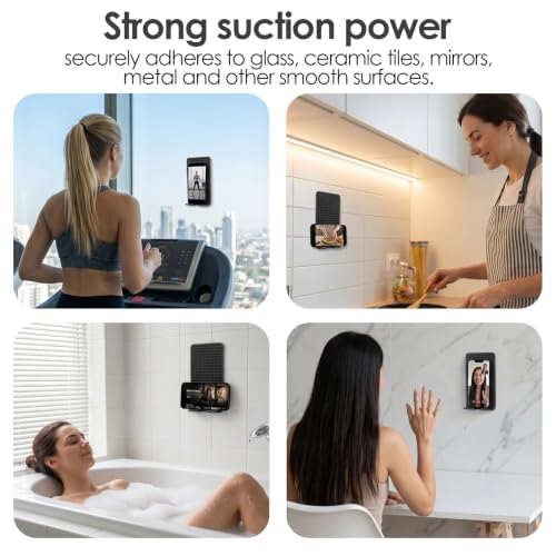 Flexible Silicone Aluminum Phone Holder Tablet Stand with Charging Port Design, Foldable Airplane Laptop/Phone Stand for Home Office Travel (Black - with Suction) - color: Black - with Suction