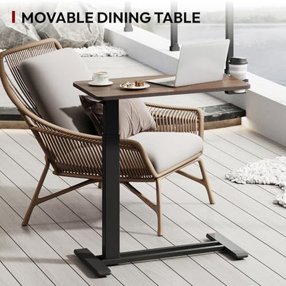 SANODESK 28''Mobile Standing Desk with Hidden Wheels,Pneumatic Laptop Desk | Computer Cart Movable Height Adjustable Table Small Sit Stand Desk for Home Office Hospital Use,27.6"W x 15.7"D,Black Walnut - color: Black Walnut, size: 28x16