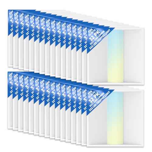 2x2 FT LED Center Basket Troffer Light, 3CCT Color Tunable 3500K/4000K/5000K, Watt Adjustable 30/35/40W, 0-10V Dimmable Drop Ceiling Lights, 120-277V-ETL Qualified-32Pack - size: 2X2 32Pack