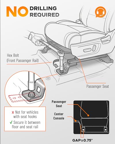 Truck Laptop Mount for Cars, Vans, Vehicles, No-Drill Computer Stand with Adjustable Height, Full Motion Swivel, Heavy-Duty Laptop Holder for Mobile Work