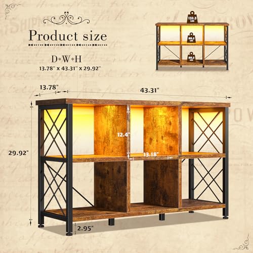 DurayLoly 6 Cube Storage Organizer, Cube Shelf with LED, Rustic Brown - color: Rustic Brown, size: 6 cube