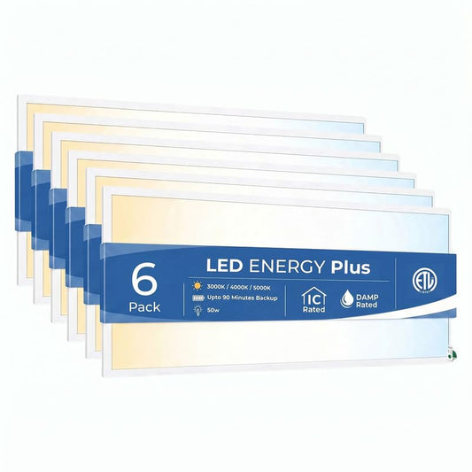 2X4 LED Flat Panel Light with Emergency Battery Backup, 50W 3000K/4000K/5000K, 0-10V Dimmable, 6250 Lumens, LED Drop Ceiling Lights, 100-277V, UL Listed(6 Pack) - size: 6 Pack