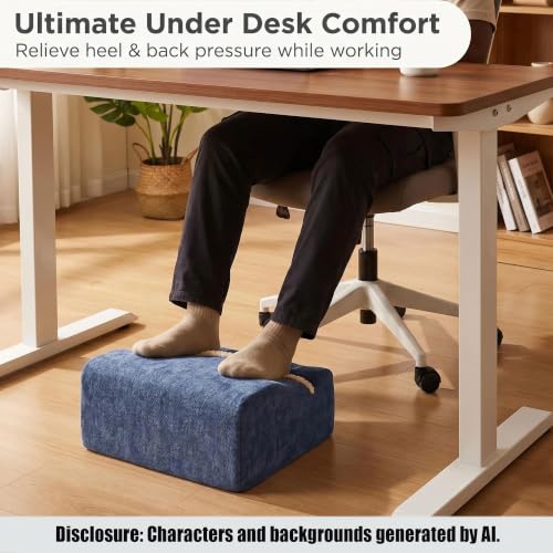 Keep Warm Foot Stool Foot Rest for Under Desk At Work | Office Footrest with Warm Feet Pocket,Ergonomic Under Deskfoot stool Stool for Office Chair & Back &Pain Relief blue+ - color: Blue+