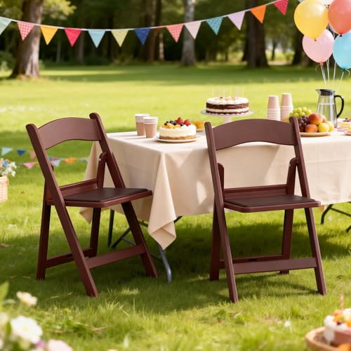 Nazhura Garden and Patio Folding Chair for Events and Wedding, Lightweight with Padded Seat, Water-Proof, Double Braced Frame, Non-Slip Feet, 350LB Capacity - color: Brown