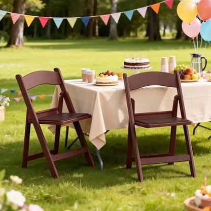 Nazhura Garden and Patio Folding Chair for Events and Wedding, Lightweight with Padded Seat, Water-Proof, Double Braced Frame, Non-Slip Feet, 350LB Capacity - color: Brown
