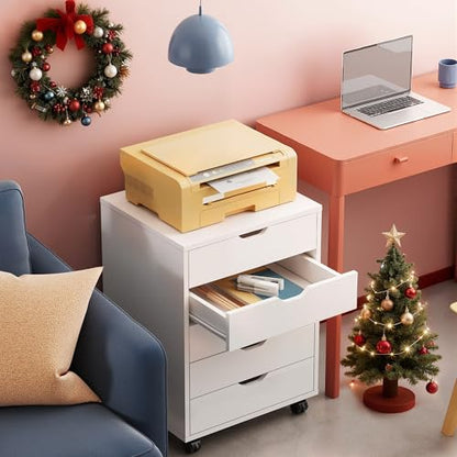 DEVAISE 5-Drawer Filing Cabinet Under Desk, Storage file Cabinet, White - color: White, size: 15.7"D x 18.7"W x 25.5"H