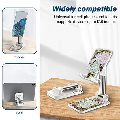 Colorful Adjustable Foldable Phone Stand, Compatible with Smartphones, Suitable for Office, Home, Travel, Christmas Gift - color: Succulent