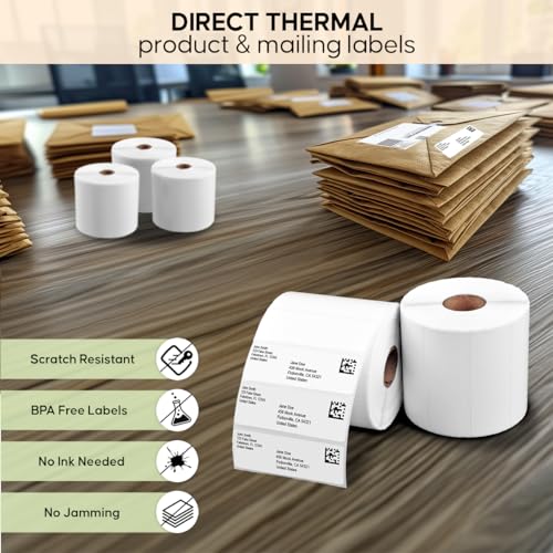Arkscan 3x1 Thermal Labels - 2 Rolls, 1,400 Labels per Roll (2,800 Labels) - Barcode & Address Labels for Zebra, Rollo & Arkscan Printers - size: 3 x 1", 2 Rolls