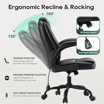 MALOL Leather Office Chair with Adjustable Lumbar Support Set of 2, Black - color: Black, size: Set of 2