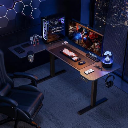 Acrolix L Shaped Electric Standing Desk, 43x31.5 Inch Reversible, Black Carbon - color: Black Carbon, size: 43