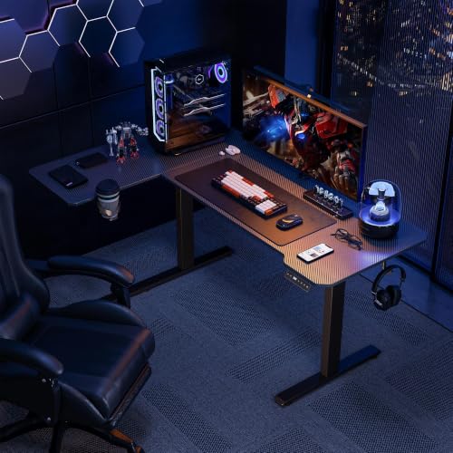 Acrolix L Shaped Electric Standing Desk, 43x31.5 Inch Reversible, Black Carbon - color: Black Carbon, size: 43