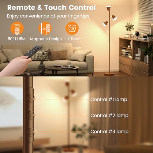 SIBRILLE 36W LED Tree Floor Lamp with Remote for Living Room Bedroom - color: Brown