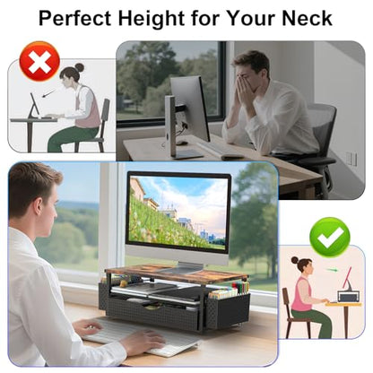 Spacrea Desk Organizers and Accessories, Printer Stand with Storage, Wood - color: Wood