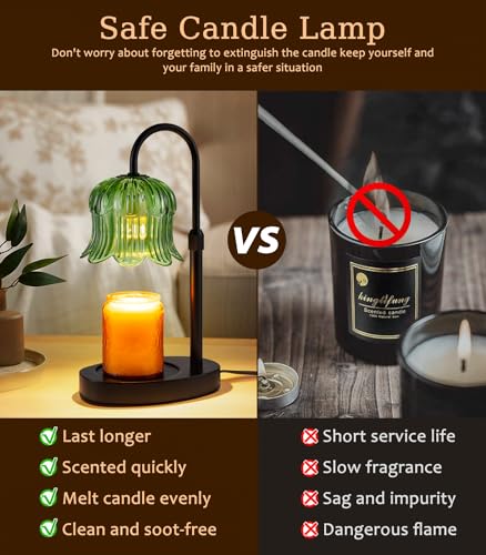 Candle Warmer Lamp with Timer - Electric Candles Wax Warmers Glass Lamps - color: F-green