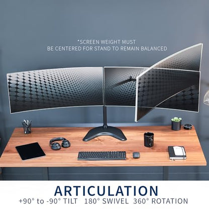 VIVO Dual LED LCD Monitor Free-Standing Desk Stand - color: Black, size: 13" - 38" screens