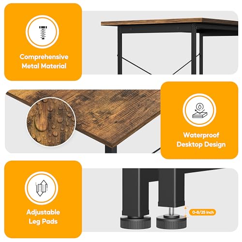 YSSOA Computer Desk Home Office Work Study Writing Modern Simple Table with Headphone Hooks - color: Deep Brown, size: 32 Inch