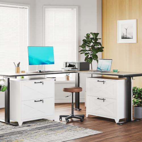 BYNSOE 2 Drawer Lateral File Cabinet Metal Filing Cabinet with Lock Office Home Steel Lateral File Cabinet for A4 Legal/Letter Size Lockable Wide Metal Cabinet,Assembly Required - color: White, size: 2 Drawers-3