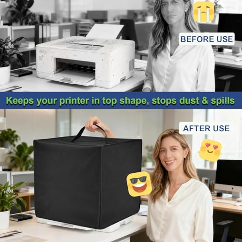 Printer Cover for Brother Work Smart MFC-J1360DW Printer(Black) | Cover for Brother MFC-J1360DW/MFC-J1010DW Printer, Heavy Duty Waterproof Dustproof Anti-static Printer Protective Cover Case - color: Black