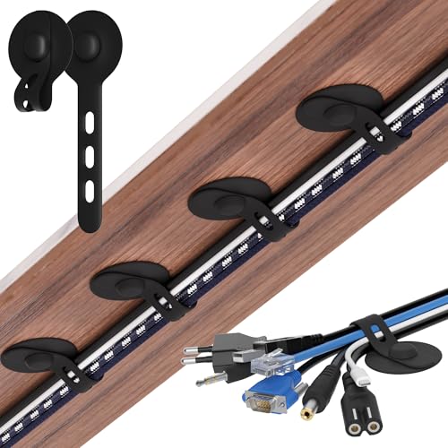 Cable Management Under Desk, Adhesive Cable Ties, 10Pack-Black - color: Black, size: 10 Pack