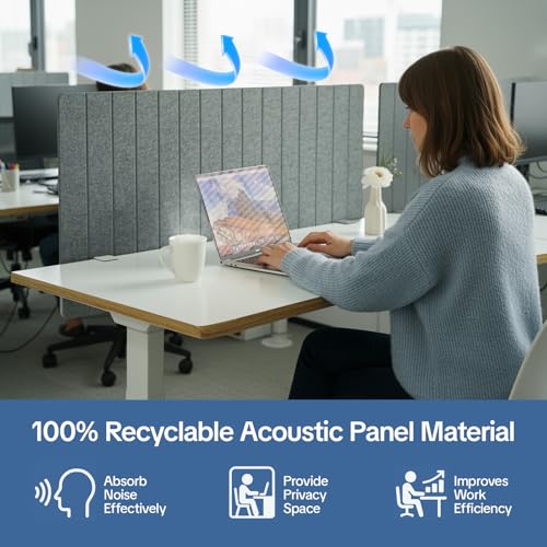 48" Desktop Privacy Screen - Sound Absorbing Felt Panel, Clamp-On Foldable Office Divider for Desk, Dark Grey - color: Dark Grey