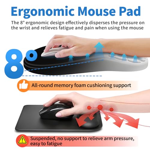 YIWEI Ergonomic Mouse Pad with Wrist Rest for Carpal Tunnel Pain Relief - color: Gradient Black