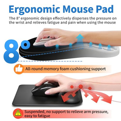 YIWEI Ergonomic Mouse Pad with Wrist Rest for Carpal Tunnel Pain Relief - color: Gradient Black