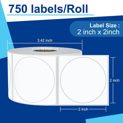 LLIKED 2 Inch Circle Thermal Labels, 7500 Direct Thermal Sticker Labels - size: 10 Rolls