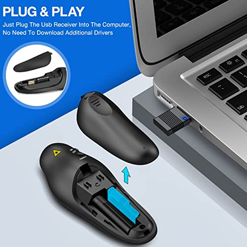 Presentation Clicker Wireless Presenter Remote USB Control PPT Clicker | Clicker for Powerpoint Presentations RF 2.4GHz Presenter Remote Google Slide Advancer Clicker for Computer/Laptop/Mac/Keynote - color: A-Red