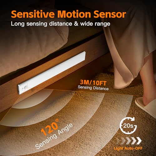 11.82 inch Under Cabinet Lighting, 4 Pack Magnetic Closet Lights | 2000mAh with Motion Sensor, 54 LED, 3Color Temperature, USB-C Charging, Durable and Easy-to-Install - size: 30cm