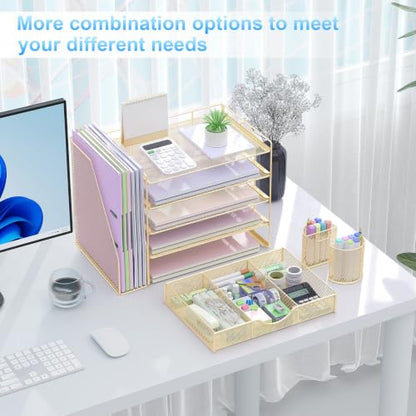 gianotter 5-Tier Desk Organizer with Drawers and File Holders - color: Gold, size: 5T