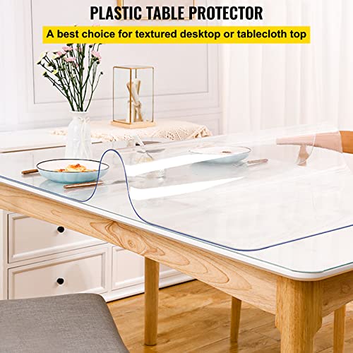 VEVOR Plastic Table Cover 40 x 80 Inch, 1.5 mm Thick Clear Table Protector, Rectangle Clear Desk Mat, Waterproof & Easy Cleaning for Office Dresser Night Stand - size: 80" x 40" (Rectangular)