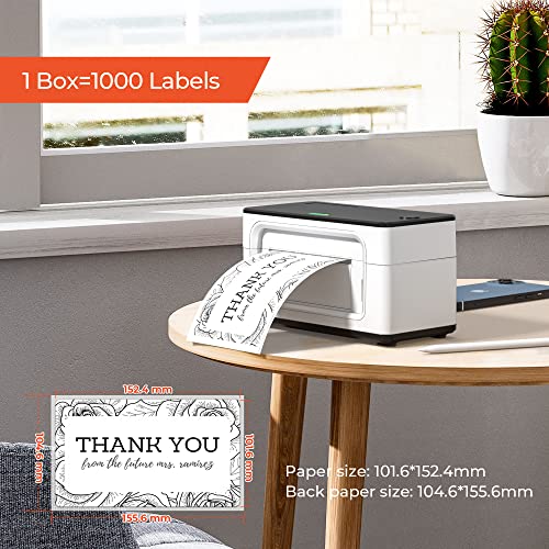 MUNBYN 130B Bluetooth Thermal Label Printer+4x6 Inch Direct Thermal Labels, 1000 Labels/2 Stacks+Purple Label Holder