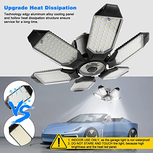 Garage Lights - 2Pack Super Bright 32000LM LED Garage Ceiling Light 6500K LED Shop Light w/ 6 Deformable Panels Screw in E26/E27 Socket Light Bulbs for Workshop Storage Warehouse Attic - size: 160W - 2Pack