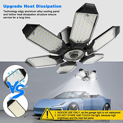 Garage Lights - 2Pack Super Bright 32000LM LED Garage Ceiling Light 6500K LED Shop Light w/ 6 Deformable Panels Screw in E26/E27 Socket Light Bulbs for Workshop Storage Warehouse Attic - size: 160W - 2Pack