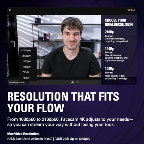 Elgato Facecam 4K, 4K60 Studio Webcam, DSLR-Like Control - style: Facecam 4K