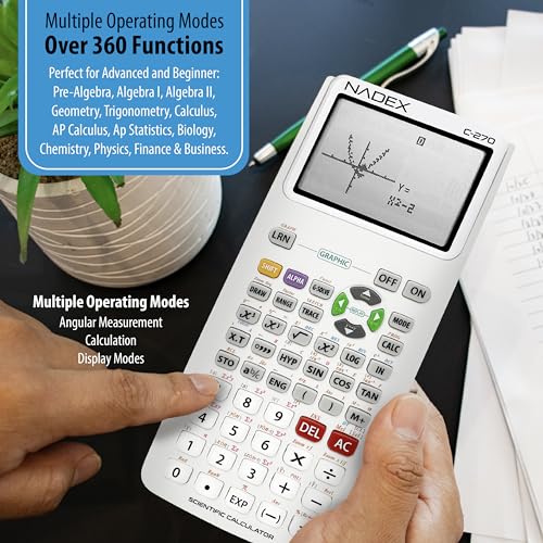 Scientific Calculator with Graphing, Includes Carrying Case, for College and High School Students, Calculus, Algebra, Geometry, Trigonometry, Statistics, Physics, Chemistry, White - color: White