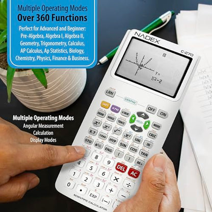 Scientific Calculator with Graphing, Includes Carrying Case, for College and High School Students, Calculus, Algebra, Geometry, Trigonometry, Statistics, Physics, Chemistry, White - color: White