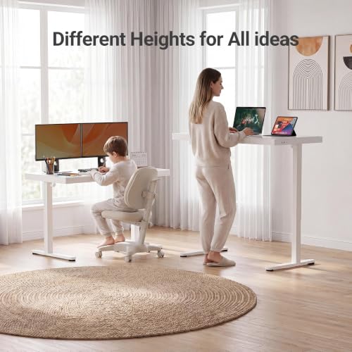 Claiks 55" Touch Screen Glass Standing Desk with Drawers & USB Ports White | 3 Steps Quick Install, 2 Zones Drawer, Wireless Charging, Ultra White One-Piece Glass Top, Writable Top - color: Glass Top Touch Screen, size: 55 inch