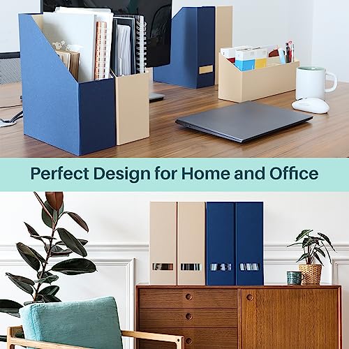 Magazine Holder - File Holder and Desk Organizer, Paperboard Book Organizer and Storage Box for Documents, Magazine Holder Rack for Classroom, Home, and Office (Latte Brown, 2-Pack) - color: Latte, 2-Pack