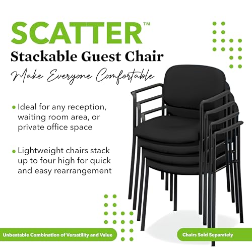 HON Scatter Guest Chair, Armless Office Chairs, Leather, Black | Stackable desk chair no wheels for waiting rooms chairs, conference room chair, banquette seating, and office furniture - color: Black - Leather Back - Armless