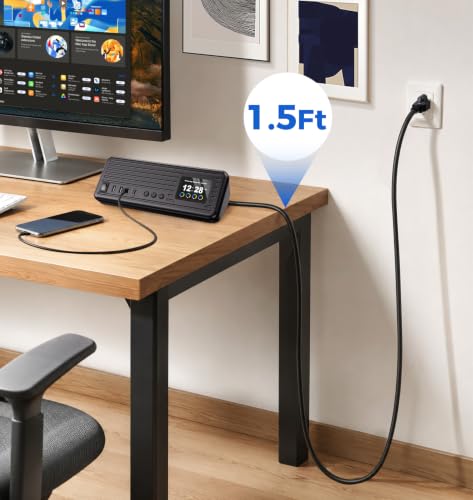 Smart Surge Strip w/Control Switches 4AC 4USB A+C 5FT Cord Black