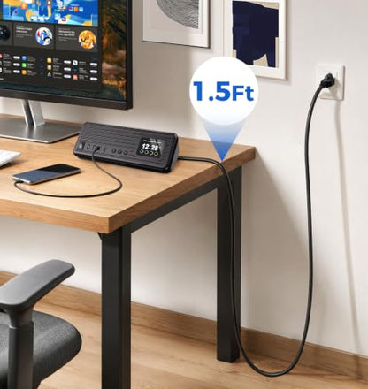 Smart Surge Strip w/Control Switches 4AC 4USB A+C 5FT Cord Black