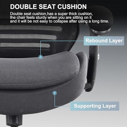 400lbs Office Drafting Chair Wide Dual Seat Cushion for High Standing Desk with Lumbar Support and Enlarged Adjustable Footrest-Black - color: Black