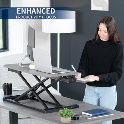 VIVO Dark Gray 32 inch Standing Desk Converter, DESK-V000KG - color: Dark Gray, size: 32"