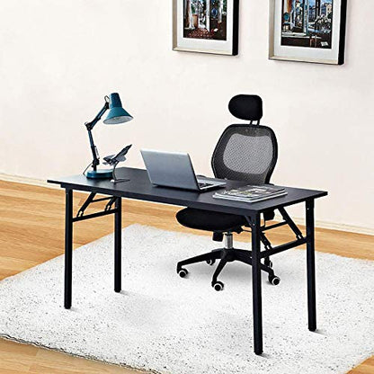 Need Home Office Desk - 60 Inches Large Computer Desk Sturdy Black Table Foldable Desk Gaming Computer Table No Assembly Required AC5CB 60 inch | Black Frame Writing Gaming Work Table/Foldable Home Office Desk/Sewing Table, No Assembly Required - color: B