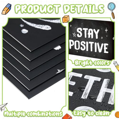 Honoson 24 Pcs Inspirational Privacy Folders for Students | Cardboard Desk Shields with Motivational Words, 6 Designs for Classroom Study, Tri-fold Exam Dividers, Bulk Test Boards - style: Monochromatic