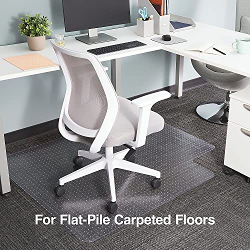 Staples Office Chair Mat, Clear, 53x45 Inch, Flat-Pile Carpet, with Lip | Extended under-desk coverage and smooth glide for carpeted office floors. - size: 45" x 53", style: Flat-Pile