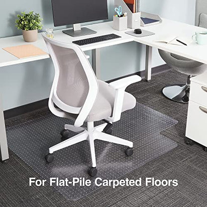 Staples Office Chair Mat, Clear, 53x45 Inch, Flat-Pile Carpet, with Lip | Extended under-desk coverage and smooth glide for carpeted office floors. - size: 45" x 53", style: Flat-Pile