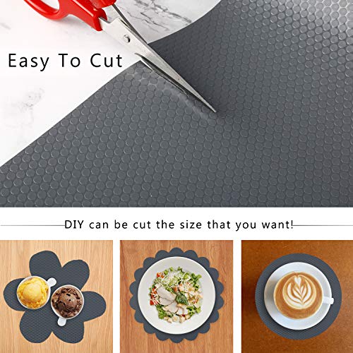 HooTown Shelf Liner Kitchen Cabinet Drawer Mats 17.5 Inch Wide x 4.9 Feet Long, Non Skid EVA Plastic Washable Oil Proof Pad for RV Drawer, Dish Plate Slippery Protection, Gray - color: Dots Pattern Grey, size: 17.5"W x 59"L